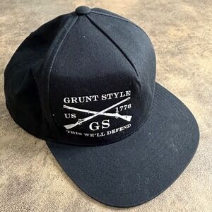 Grunt‎ Style Snapback Hat Mens OSFM Black Patriotic 1776 Logo Yupoong Cap
